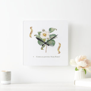 Camellia japonica 'Alba Plena' Quadratische Wanduhr