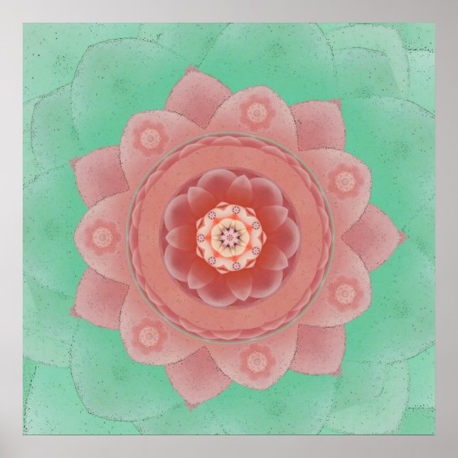 Camellia Lotus Mandala Print Poster (Vorne)