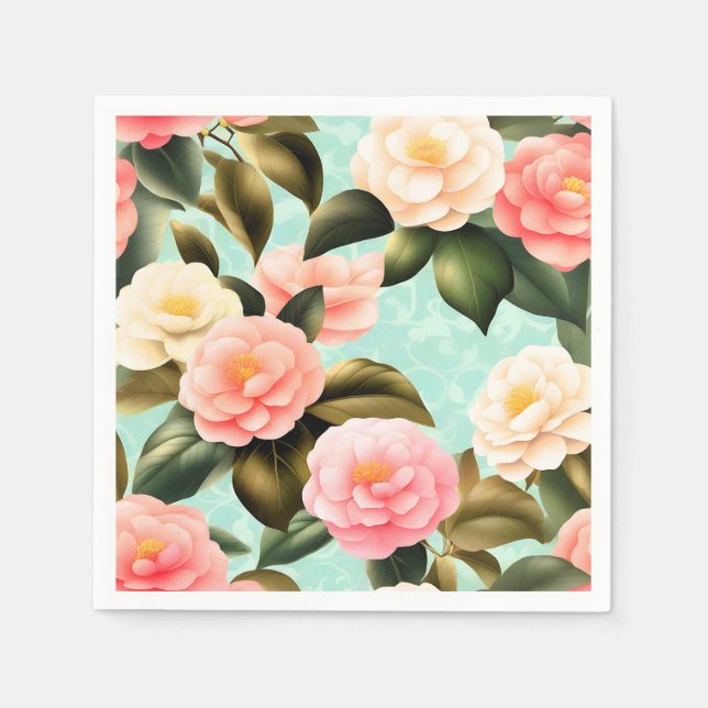 Camellia Retro Pastel Serviette (Vorderseite)