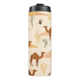 Camels Dunes Cacti: Wüste nahtlos Thermosbecher