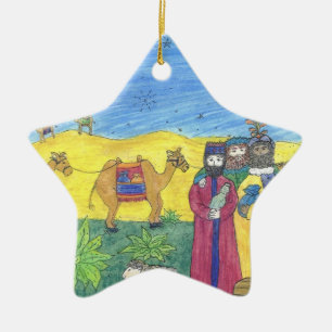CAMELS GIFTS UND DREI WISSENE MÄNNER: Sternschmuck Keramikornament