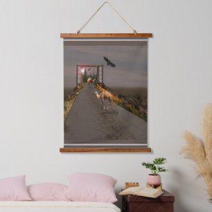 Camels Highway Wonderland, Wall Hanging Wandteppich Mit Holzrahmen