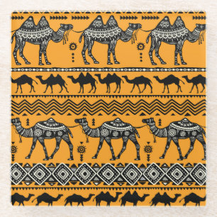 Camels Illustration Nahtloses Muster. Glasuntersetzer