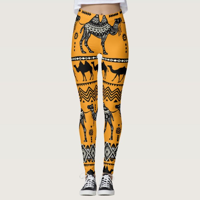 Camels Illustration Nahtloses Muster. Leggings (Vorderseite)