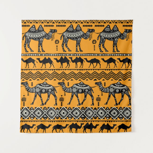 Camels Illustration Nahtloses Muster. Wandteppich (Vorderseite)