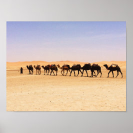 Camels in the desert poster