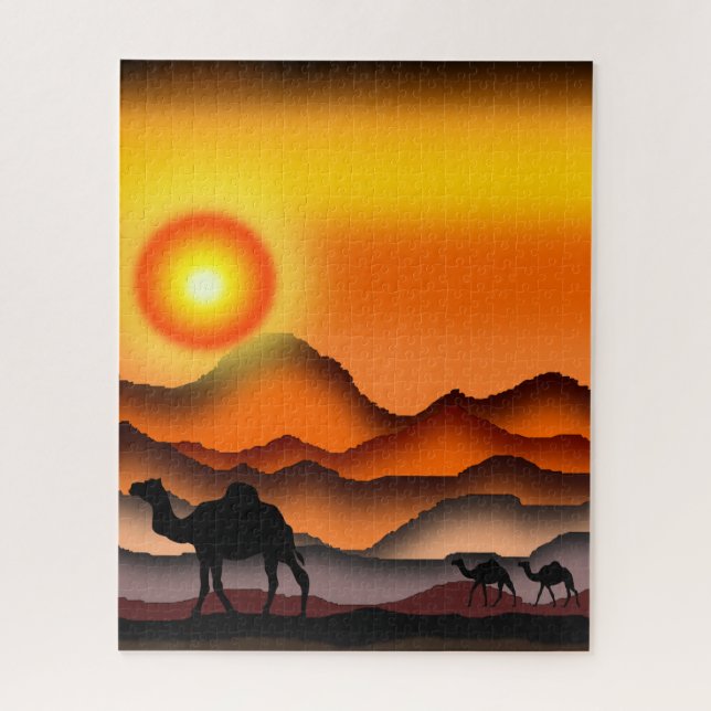 Camels Puzzle Sunset Wüste (Vertikal)