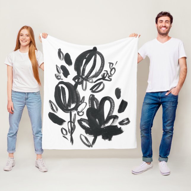 Cameo Bloom - Schwarzweiß Fleecedecke (Beispiel)