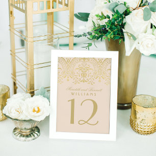 Cameo Gold Vintage Glamour Hochzeit Tischnummer