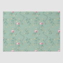 Cameo Green Floral Tissue Paper