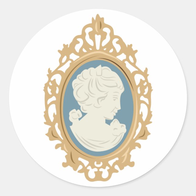 Cameo Lady Runder Aufkleber (Vorderseite)
