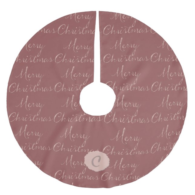 Cameo Pink Frohe Weihnachtsmeldung Polyester Weihnachtsbaumdecke (Vorderseite)