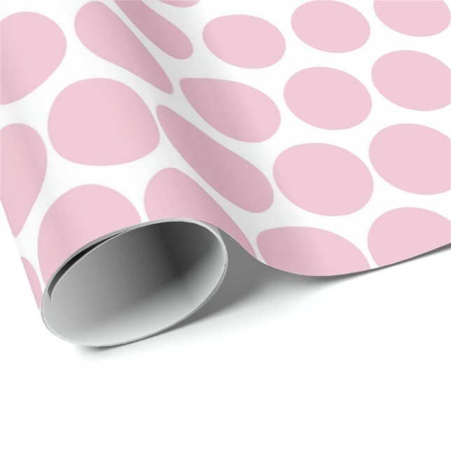 Cameo Pink Polka Dot Modern White Geschenkpapier (Rolleneckpunkt)