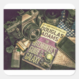 Camera Book Cell Phone Postübermittlung Quadratischer Aufkleber