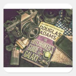 Camera Book Cell Phone Postübermittlung Quadratischer Aufkleber