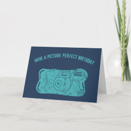Camera Custom Message Aquamarin, Navy Blue Karte