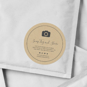 Camera Icon Grau Border Snap Tag und Share Kraft Runder Aufkleber