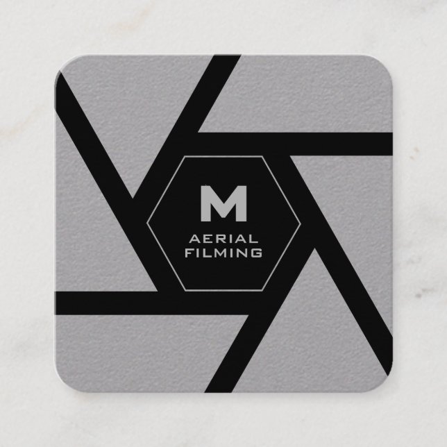 Camera lens gray drone quadratische visitenkarte (Vorderseite)