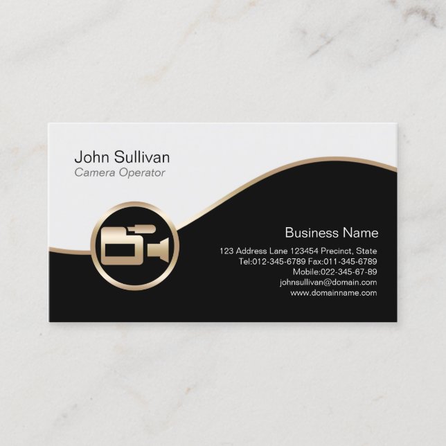 Camera Operator Business Card Gold Camera Symbol Visitenkarte (Vorderseite)