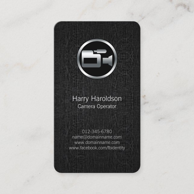 Camera Operator Camera Black Grunge Visitenkarte (Vorderseite)