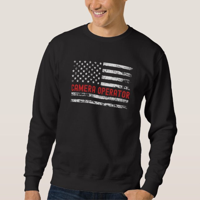 Camera Operator USA Flag Profession Retro Job Titl Sweatshirt (Vorderseite)