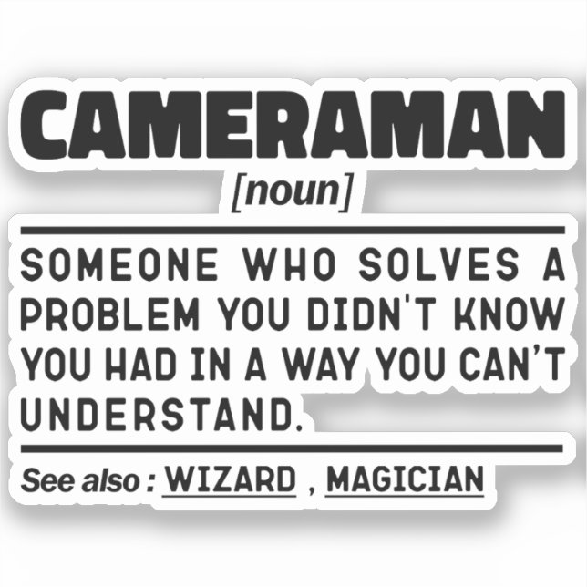 Cameraman Noun Cool Camera Fotografie Lover Fuuny Aufkleber (Vorderseite)