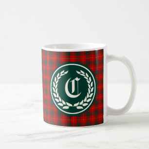 Cameron-Familien-rotes und grünes Tartan-Monogram Kaffeetasse