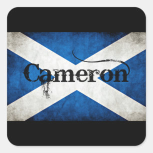 Cameron Grunge Flag Quadratischer Aufkleber