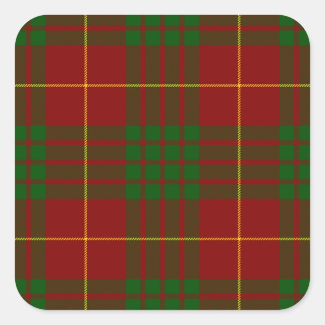 Cameron Tartan Rot kariert Quadratischer Aufkleber (Vorderseite)