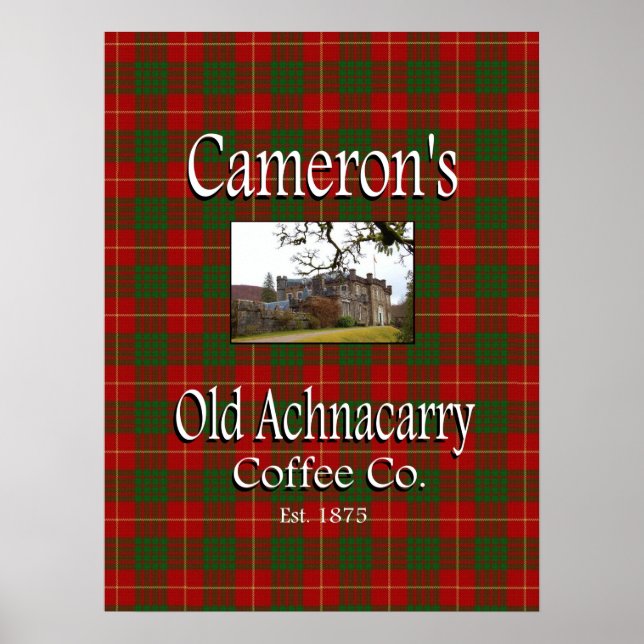 Camerons alter Achnacarry-Kaffee Co. Poster (Vorne)