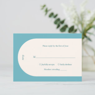 Camila Aqua Arch Moderne Hochzeit RSVP Karte