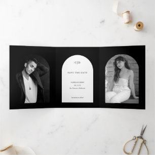 Camila Black Arch Moderne Hochzeit retten Datum Dreifach Gefaltete Ankündigung