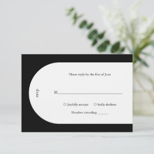 Camila Black Arch Moderne Hochzeit RSVP Karte