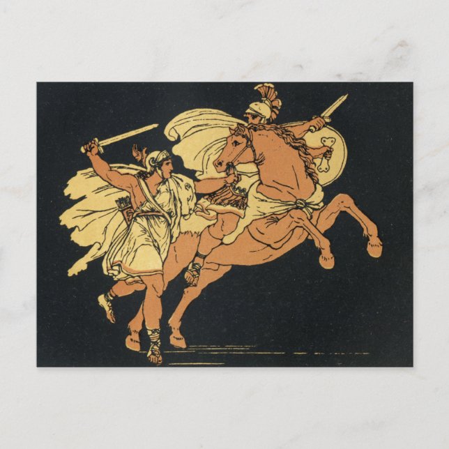 Camilla und Aunus sind eine Szene aus Virgils Aene Postkarte (Vorderseite)