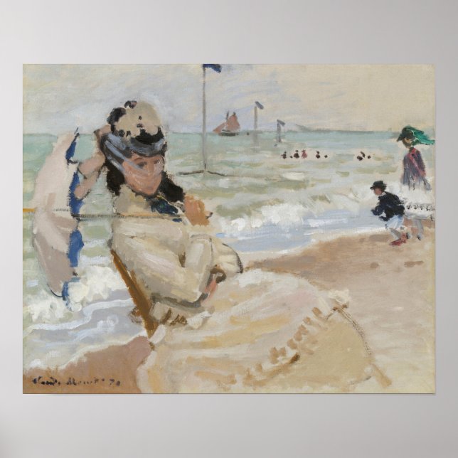 Camille am Strand von Trouville (1870) Poster (Vorne)