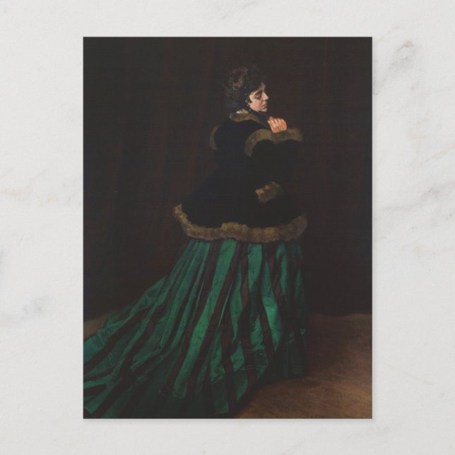 Camille (Frau im grünen Kleid) von Claude Monet Postkarte (Vorderseite)