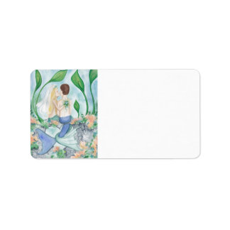 Camille Grimshaw Mermaid Wedding Address Labels Adressaufkleber