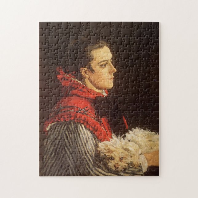 Camille mit dem kleinen Hund Monet Fine Art (Vertikal)