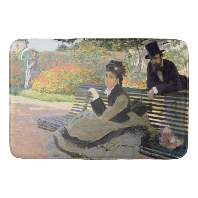 Camille Monet auf der Bench Claude Monet Badematte (Vorderseite)