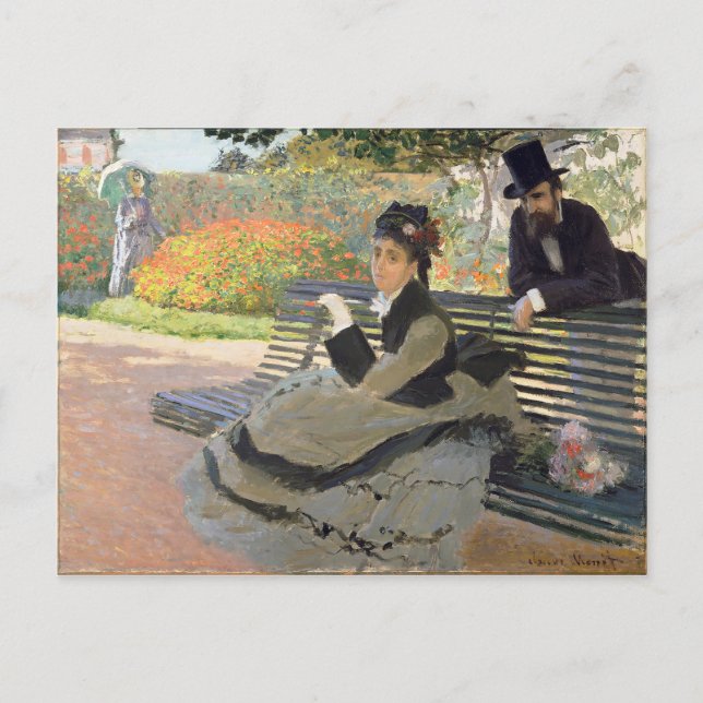 Camille Monet auf der Bench Claude Monet Postkarte (Vorderseite)