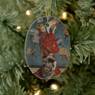 Camille Monet im japanischen Kostüm von Claude Mon Keramik Ornament