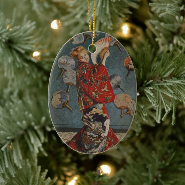 Camille Monet in japanischem Kostüm von Claude Mon Keramik Ornament (Baum)