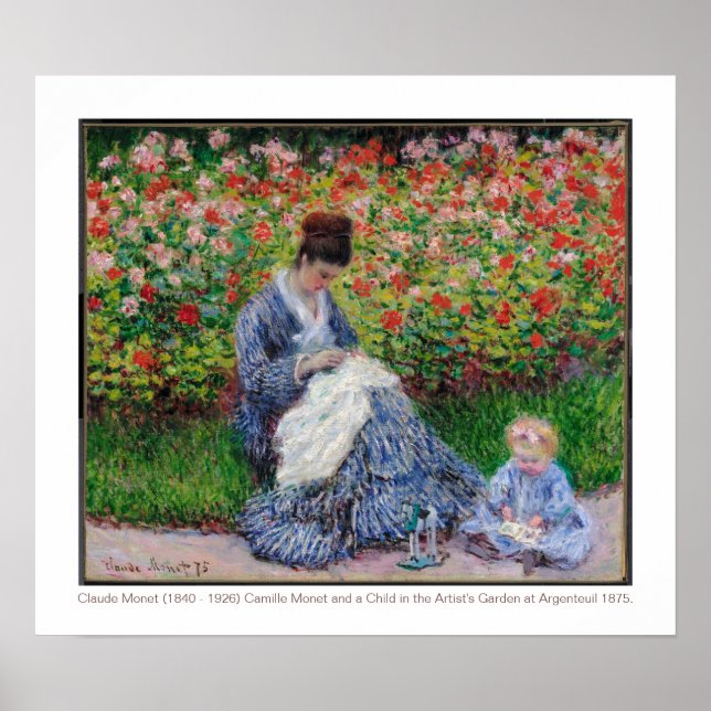 Camille Monet und ein Kind 1875 Kunst Poster (Vorne)