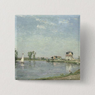 Camille Pissarro am Rand des Flusses, 1871 Button