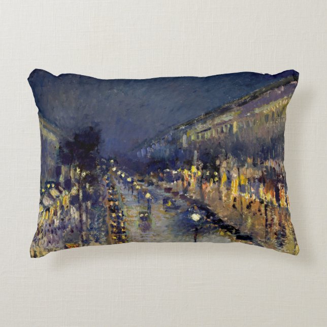 Camille Pissarro - Boulevard Montmartre bei Nacht Dekokissen (Vorderseite)