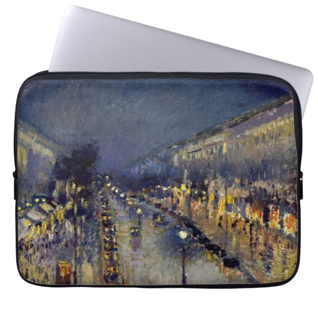 Camille Pissarro - Boulevard Montmartre bei Nacht Laptopschutzhülle (Vorderseite)