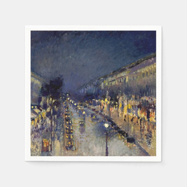 Camille Pissarro - Boulevard Montmartre bei Nacht Serviette (Vorderseite)