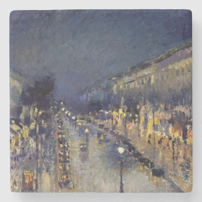 Camille Pissarro - Boulevard Montmartre bei Nacht Steinuntersetzer (Vorderseite)