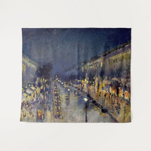 Camille Pissarro - Boulevard Montmartre bei Nacht Wandteppich (Vorderseite (Horizontal))