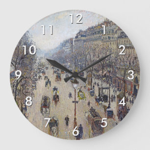 Camille Pissarro - Boulevard Montmartre, Morgen Große Wanduhr
